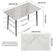 Stunning High Gloss 4-6 Seater Marble Dining Table Kitchen Dinette Table House