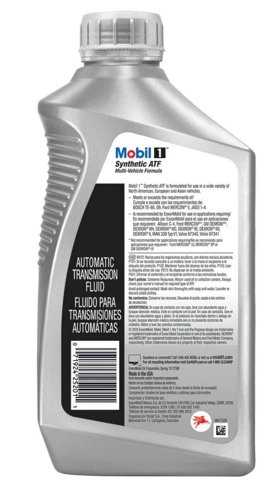 Fluido de transmisión automática de 8 cuartos/litro MOBIL 1 ATF sintético Foto 2 de 4