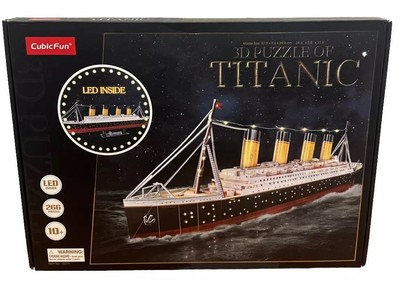 Cubic Fun 3D Puzzles for Adults LED Titanic Ship Model 266pcs Cruise Jigsaw Toys