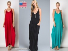 Zenana Plus Regular Adjustable Spaghetti Strap Long Drape Maxi Dress Side Pocket