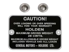 Gross Weight Tag FJ Ute Panel Van 28 Cwts - GWT1001