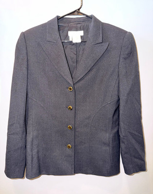 Escada by Margaretha Ley Women s wool Gray Solid Lined Button Front Blazer 40
