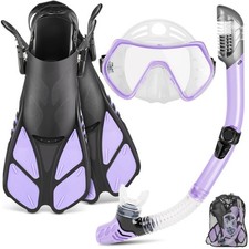 ZEEPORTE Mask Fin Snorkel Set with Adult Snorkeling Gear, Panoramic View Divi...