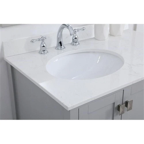 Elegant Decor Irene 32" Solid Wood Single Bathroom Vanity w/ Backsplash in Gray - Picture 4 of 8