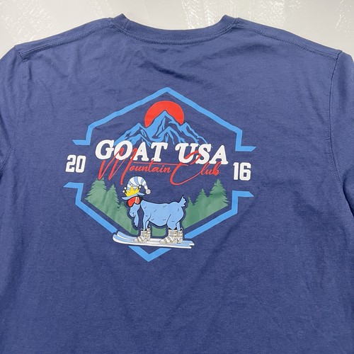 Goat USA Cartoon Graphic Men's Blue Original Graphic Long Sleeve T-Shirt Medium - Picture 2 of 8