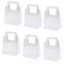 6 Pcs Clear Gift Bag with Handle Transparent Plastic Heavy Duty Reusable Gift...