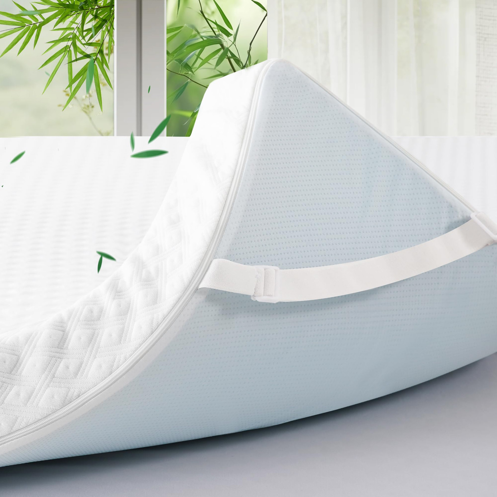 Breathable 4D Air Fabric 3 Inch Gel Memory Foam Mattress Topper Queen Size, C...