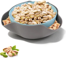 1 Pack Double Dish Pistachio Bowl with Shell Storage, Snack Serving Dish, Double