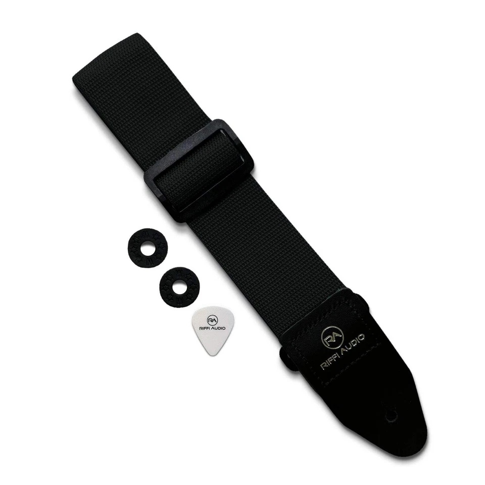 Correa de 2 pulgadas para guitarra y bajo Riffi Audio con bloqueo de púa y correa Foto 3 de 4