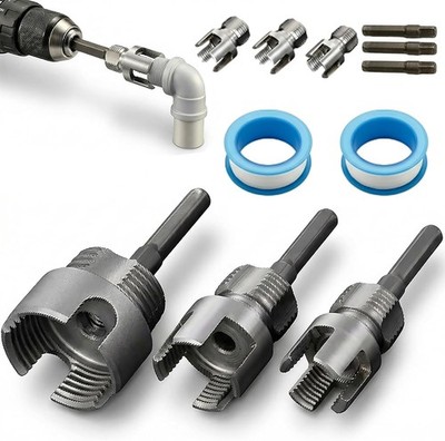 3PCS PVC Pipe Threader Kit, Integrated Internal & External Pipe Threading Tool