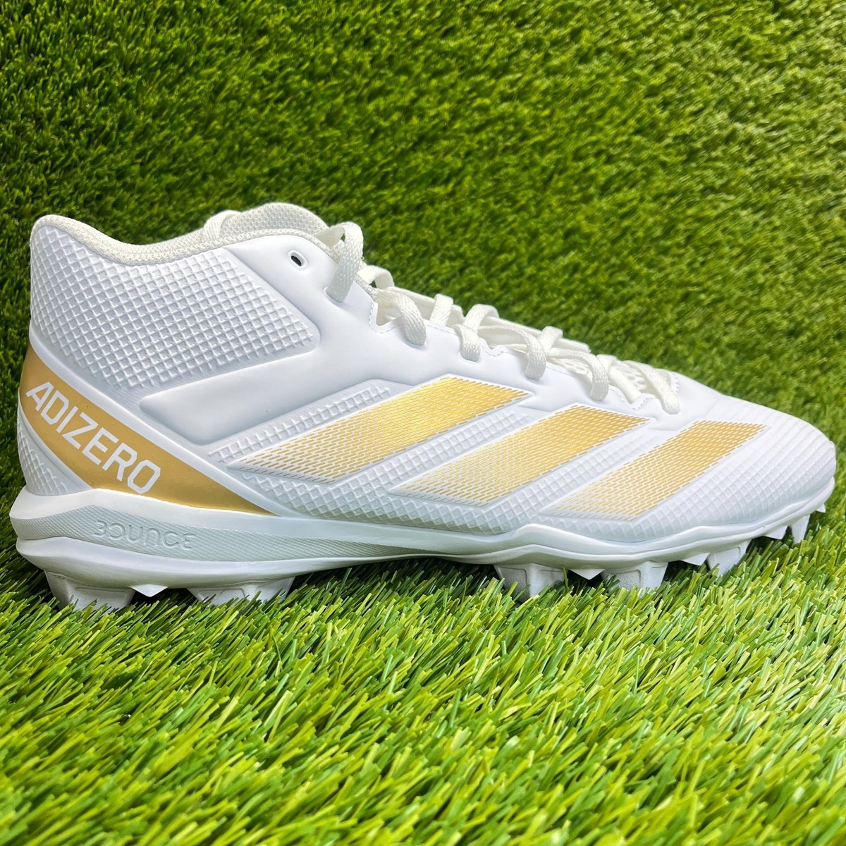Adidas Men\'s Cloud‎ White Adizero Impact.2 Molded Rubber Football Cleats Size 11 Amazon.com | Adidas Men main image 2
