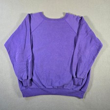 Vintage Hanes Sweatshirt Mens XL Purple Blank 80s Raglan Crewneck Made USA