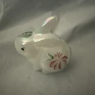 Vintage Fenton White Rainbow Iridescent Hand Painted Bunny Artist Signed B20-32