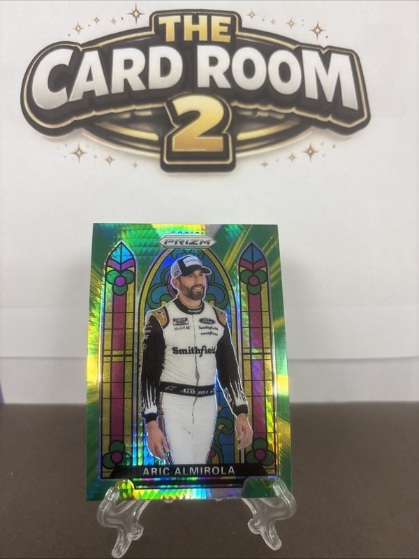 2020 Prizm NASCAR Aric Almirola Green & Yellow Prizm Stained Glass Card #61 BUF