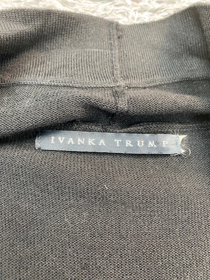 Ivanka Trump 毛衣女式小号黑色几何垂褶瀑布开衫全新带标签 — 第 3/4 张图片