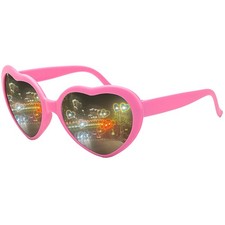 Aeergured Heart Shaped Sunglasses Heart Effect Diffraction Glasses for Women ...