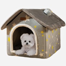 SEAHOME Foldable Dog House Kennel Bed Mat - Indoor Warm Plush Sleeping Cave