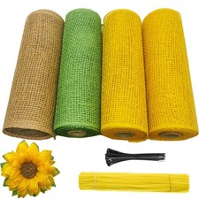 Tyoungg 4 Rolls Poly Burlap Deco Mesh 10 inches Kit for Yellow-green-burlap