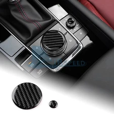 Carbon Fiber Center Console Multimedia Knob Stickers for Mazda 3 Axela 2019-2024