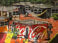 Early 2000s Alex Makumbe Signed Zimbabwe 3D Recycled Tin Art 40cm x 20cm - a/f