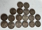 Liberty Walking Half Dollars 90% Silver Lot of 18 Circulated Coins