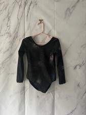 YOUTH GIRLS 4-5T BLACK COLORFUL SPARKLES LONG SLEEVE GYMNASTICS LEOTARD