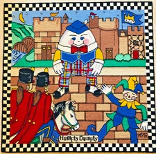 Nursery Rug ~ Humpty Dumpty 41x41" ~ Extraordinary  100% wool  hand-hooked ~ NEW
