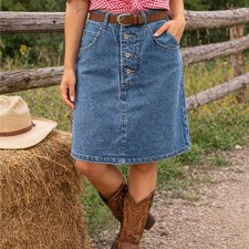 Vintage 90s Jordache High Waist Button Front Denim Skirt 7/8