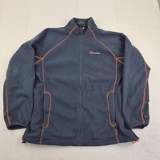 BERGHAUS Fleece XL Blue Mens Full Zip Mock Neck Long Sleeve Logo