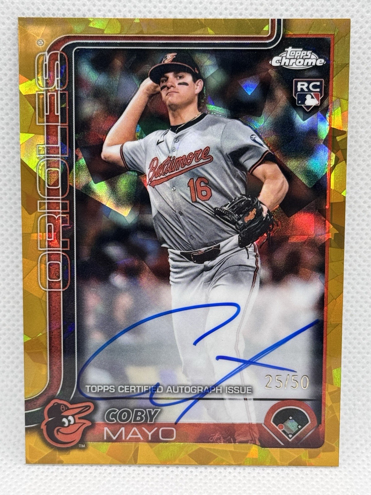 2025 Topps Chrome Sapphire Coby Mayo Gold /50 On Card Auto Rookie Card RC