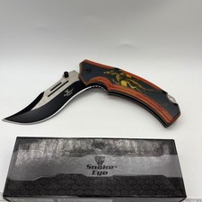 Snake Eye Folding Pocket Knife Dragon Graphic SE-5087DG 8.25in Orange Black Mens