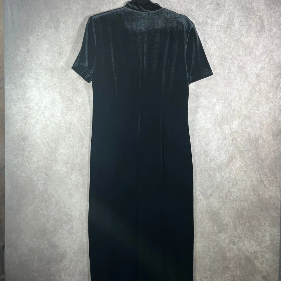 Vestido Vaina Vintage Sag Harbor Para Mujer 12 Negro Terciopelo Midi Maxi Gótico Bruja Foto 3 de 4