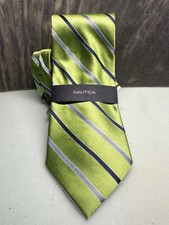Nautica Green Striped Silk Tie-Nwt