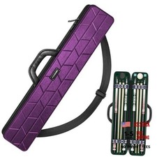 Pool Cue Case, Hard Shell Pool Stick Case 4x4 with 10 Padded Slots, Purple