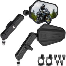 KEMIMOTO Adventure Motorcycle Mirrors M8 M10 Bolt Handlebar Medium, Black 