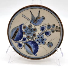 Tonala El Palomar Ken Edwards Hot Plate Trivet Pottery Mexico Blue Bird 7”