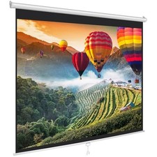 72 Inch Manual Pull Down Projector Screen Matte White Height Adjustable 4mm T...