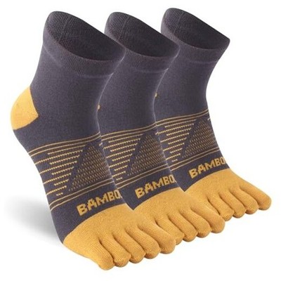  Toe Socks for Men Women,Viscose Breathable Athletic Running Large Grey+yellow