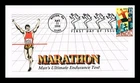 1996 MARATHON FIRST DAY COVER USA 32 CENT HAND COLORED