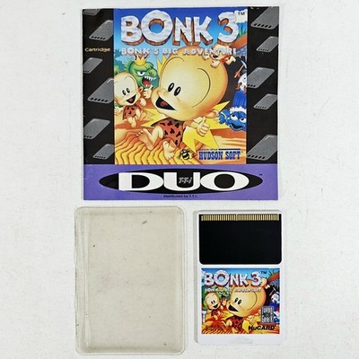 Rare TURBO GRAFX 16 Hu-Card BONK 3 + Original US Manual PC Engine Big Adventure