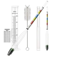 Triple Scale Alcohol Hydrometer(2 pcs)and Test Jar for Home Brew, Wine, Beer,...