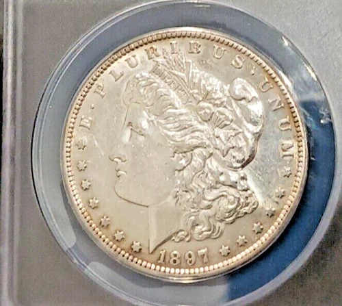 1897-S  MORGAN SILVER DOLLAR   *BRIGHT COIN*GENTLE RIM TONING*   AU 55    VAM 9