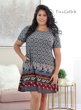 PLUS SIZE Womens MULTI COLOR PAISLEY LOOSE FIT TUNIC DRESS POCKETS 1X 2X 3X USA