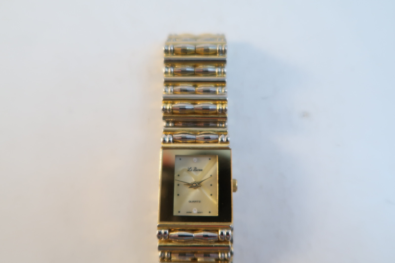 Le Baron Quartz Women's Watch Gold Band Perl Face I.D. ENT Japan Movement eBay