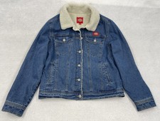 Dickies Sherpa Lined Denim Jean Trucker Jacket Women's Small S