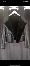 Topshop Sheepskin Fur Biker Jacket 10