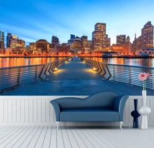 3D Building Bridge G10992 Wallpaper Wall Murals Removable Self-adhesive Honey