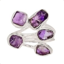 Natural Amethyst Rough - African 925 Sterling Silver Ring STS2 s.6 CR68025