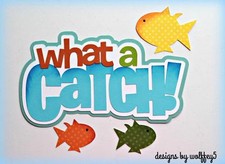 CRAFTECAFE FISH KID TITLE paper piecing premade scrapbook die cut piece WOLFFEY5