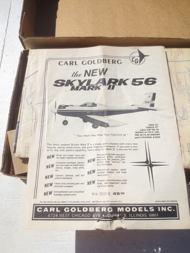 Vintage CARL GOLDBERG FALCON 56 MARK II AIRPLANE KIT G15II 56" R/C Open Box - Picture 8 of 14